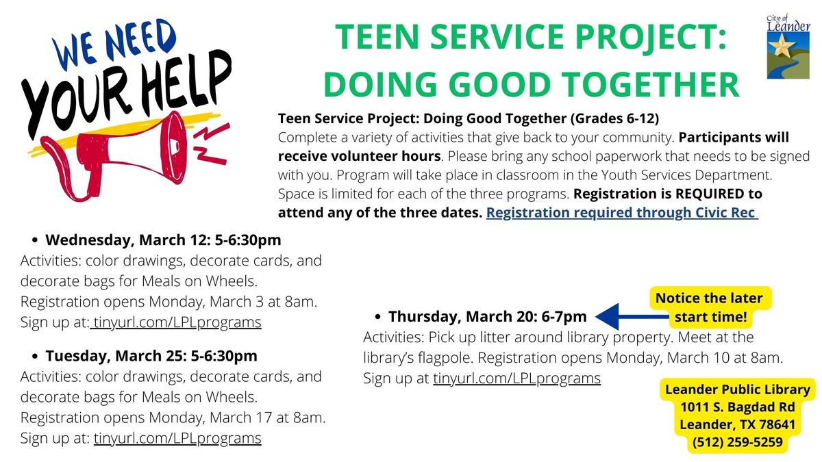 Teen Service Project Program