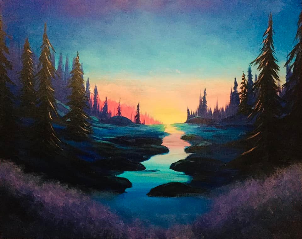 "Sunset Reflections" In Person Paint Night Event Sunday 2:00 p.m. in Bellevue