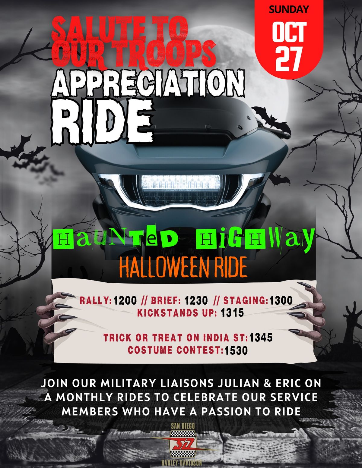 Salute to our Troops Appreciation Ride Haunted Highway Halloween Ride