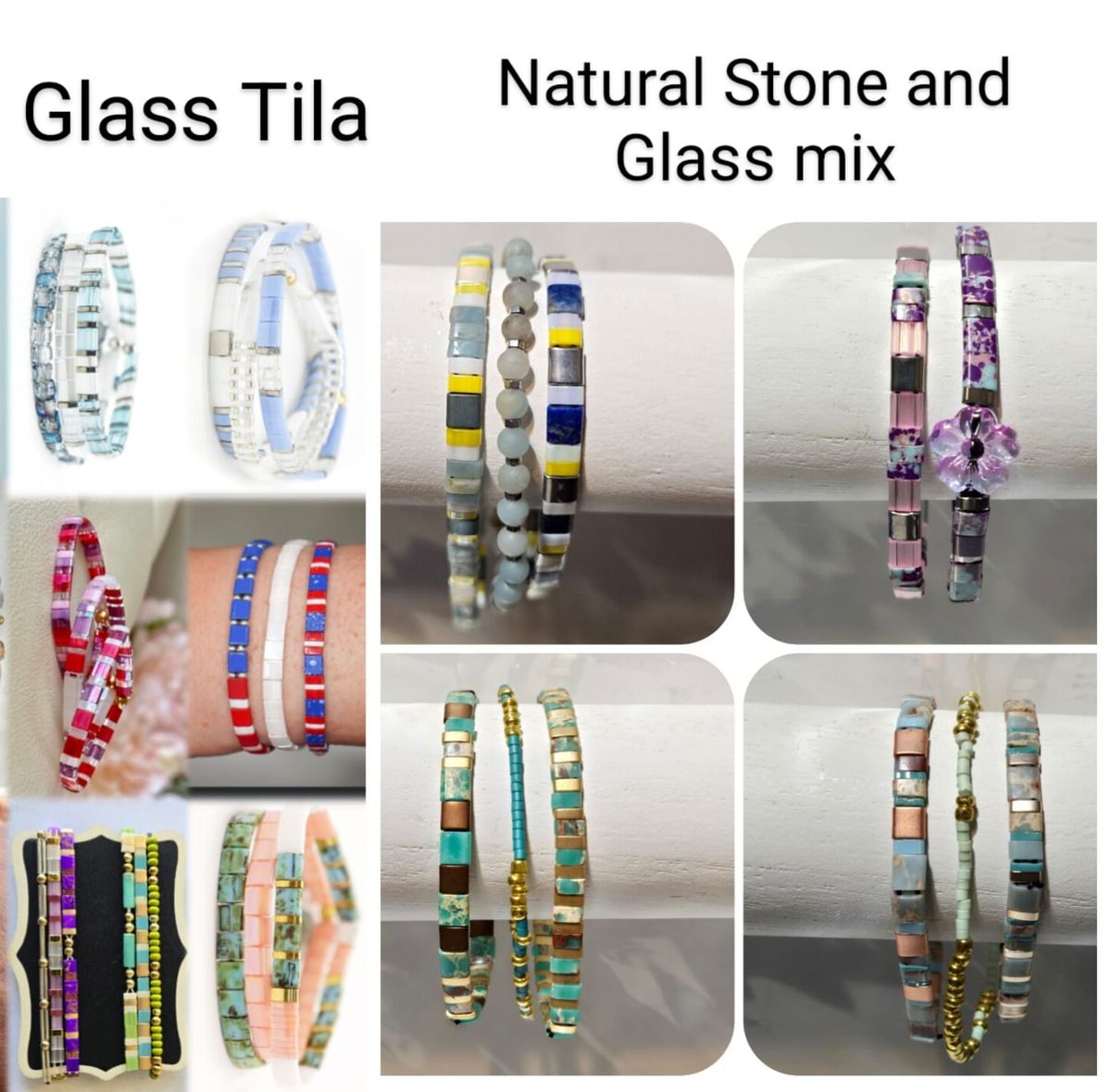 Tila Bracelets 3 (2 Tila and 1 bead stacker) for $35- Natural Stone $45