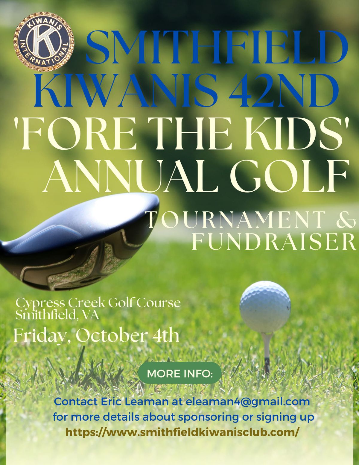 Smithfield Kiwanis 42nd 'Fore the Kids' Annual Golf Tournament