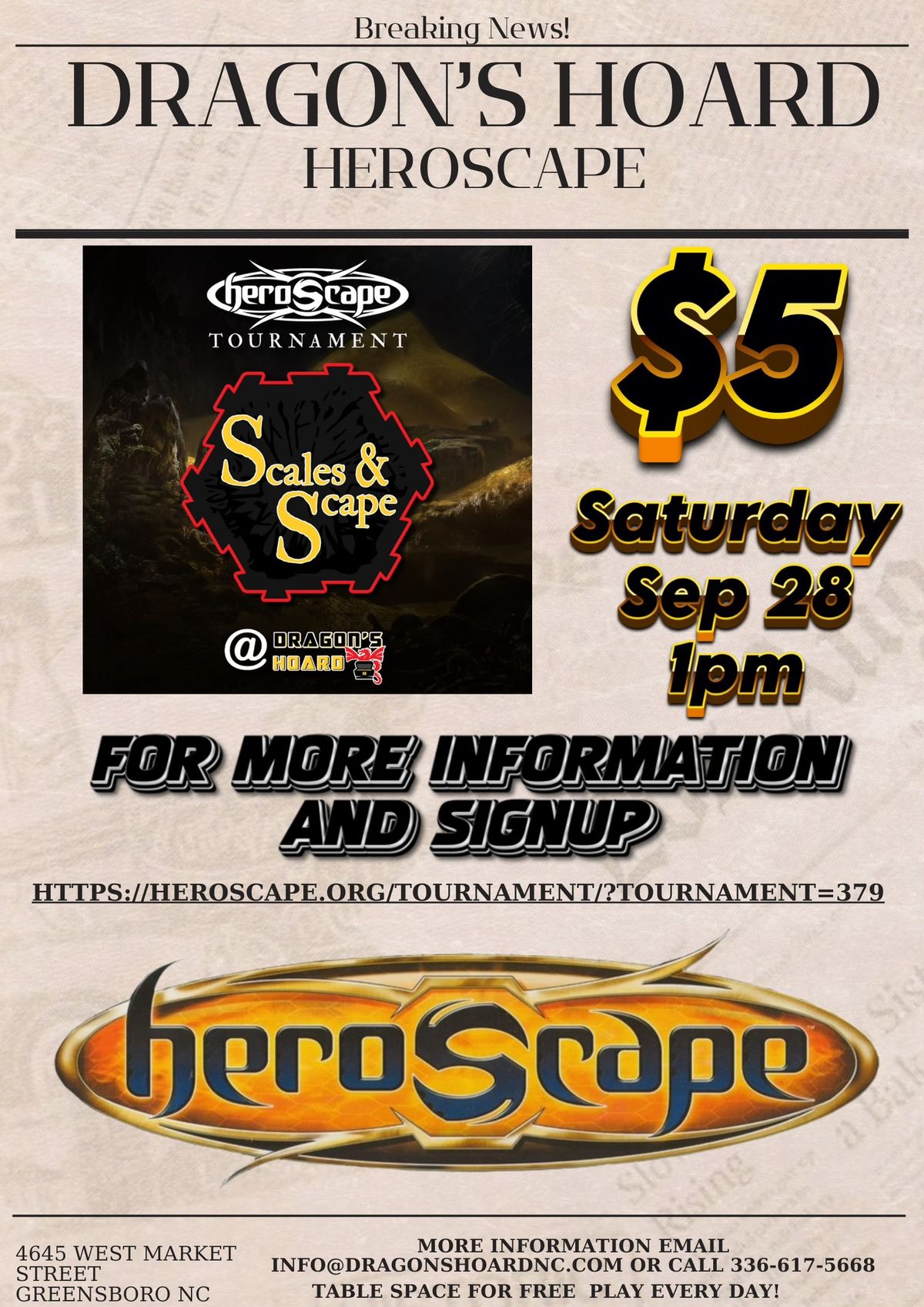 Scales and Scapes 2 - Heroscape Tournament at Dragon's Hoard Sep 28 1pm