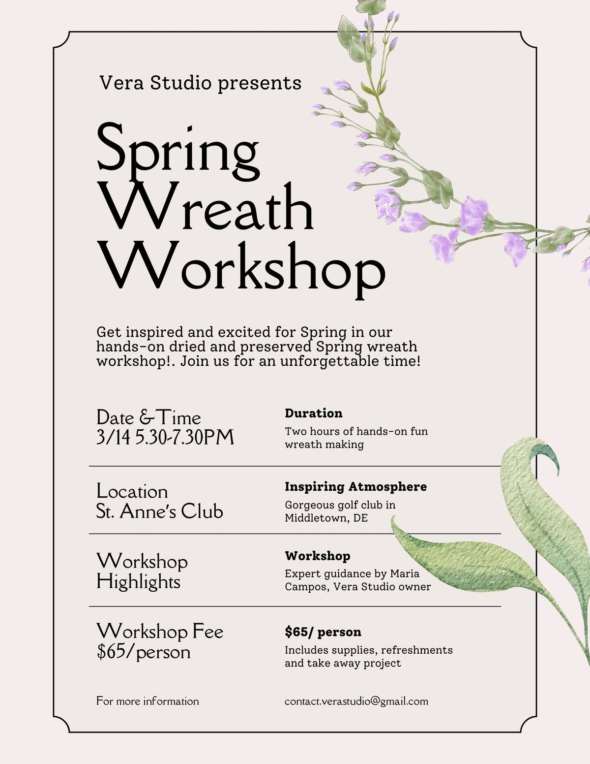 Spring Wreath Workshop with Vera Studio