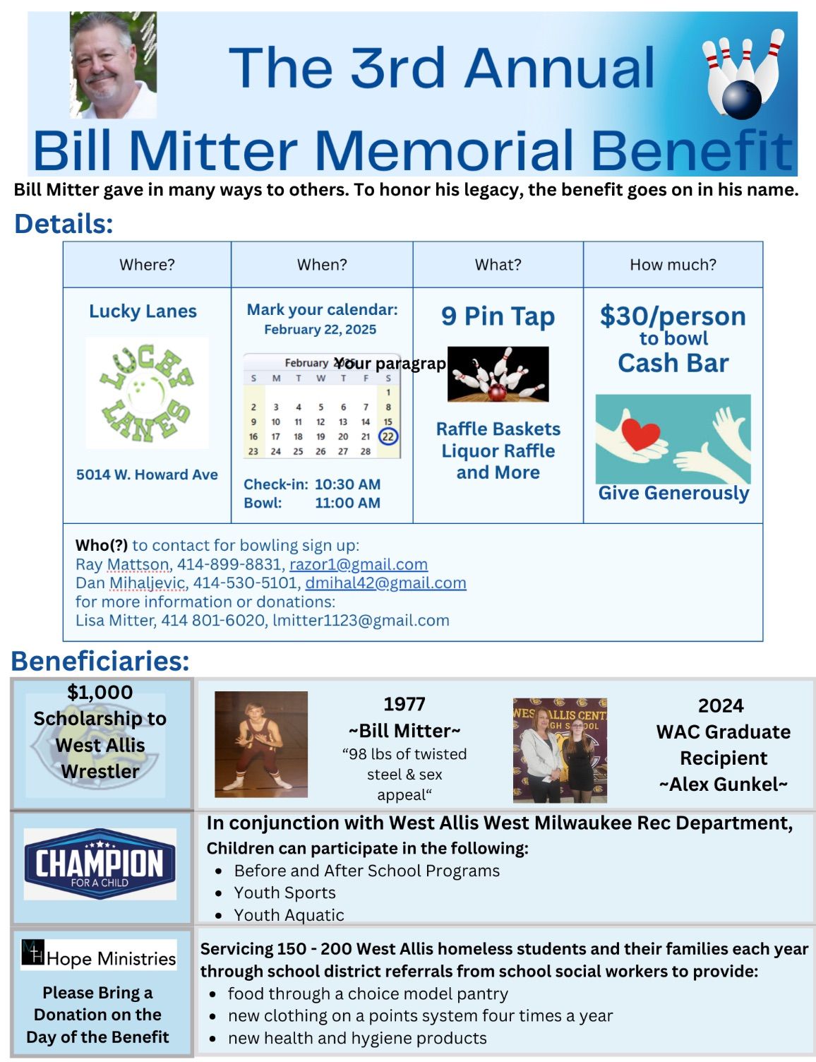 Bill Mitter Memorial Benefit 