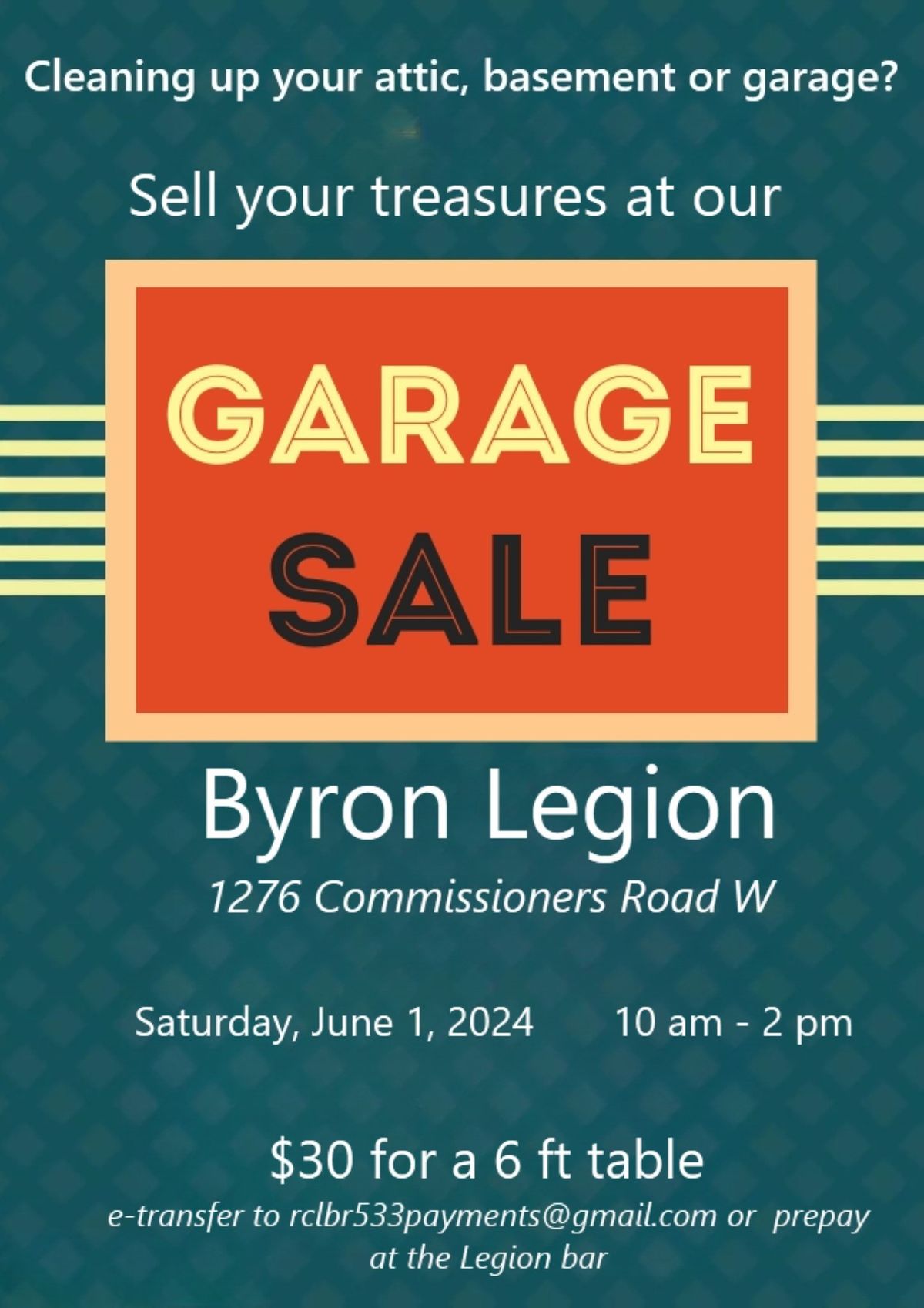 Byron Legion Garage Sale
