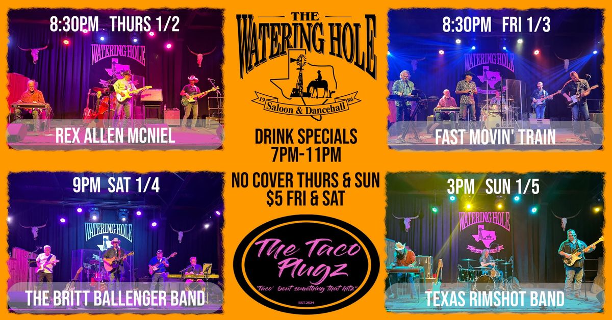 Live Music Weekend 1\/2-1\/5\/2025 at Watering Hole Saloon, New Braunfels, TX