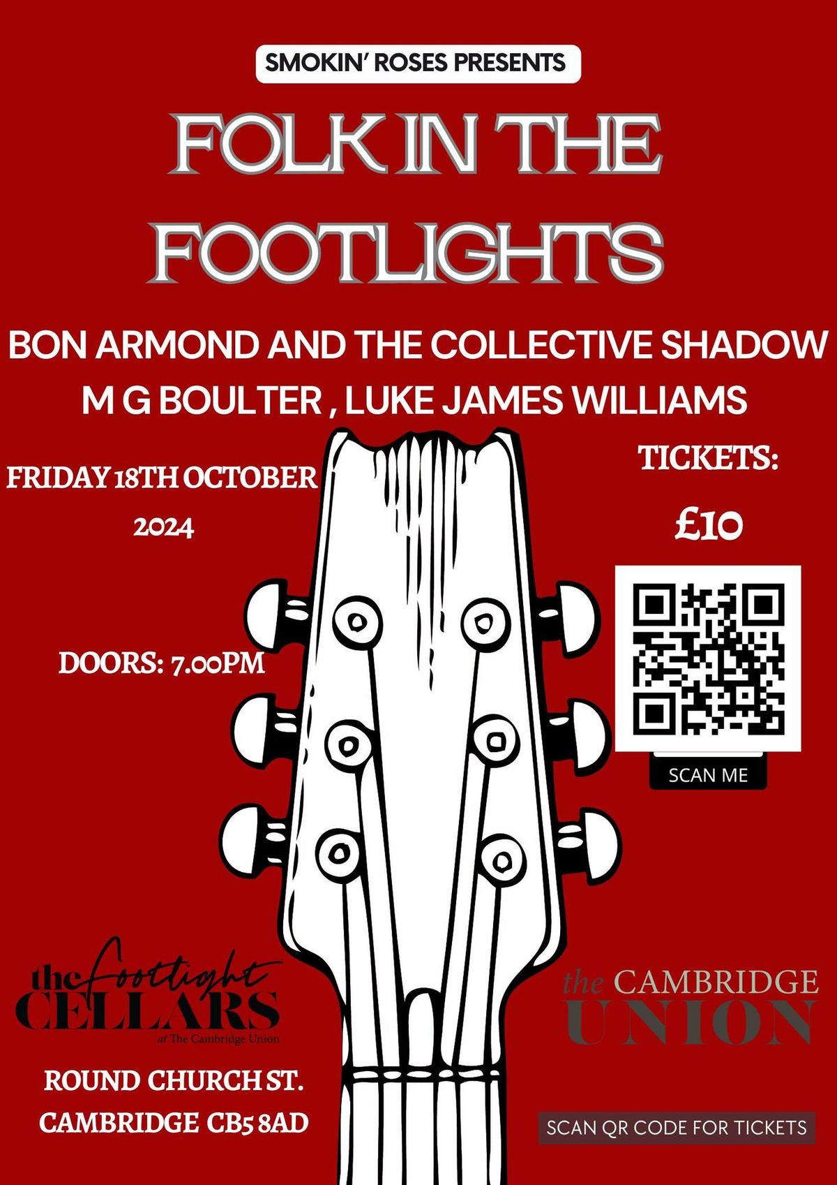 Smokin Roses Presents Folk in the Footlights ft: MG Boulter, Luke James Williams plus guests 