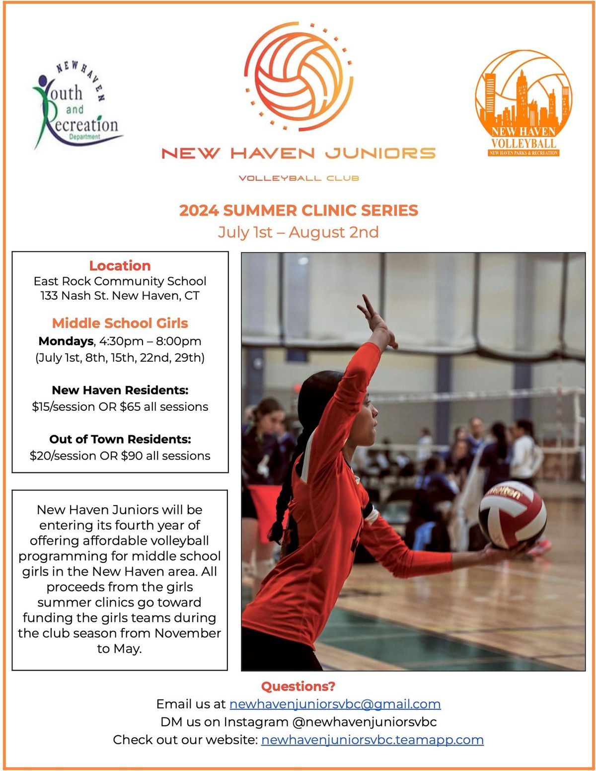 Middle School Girls Volleyball Clinics