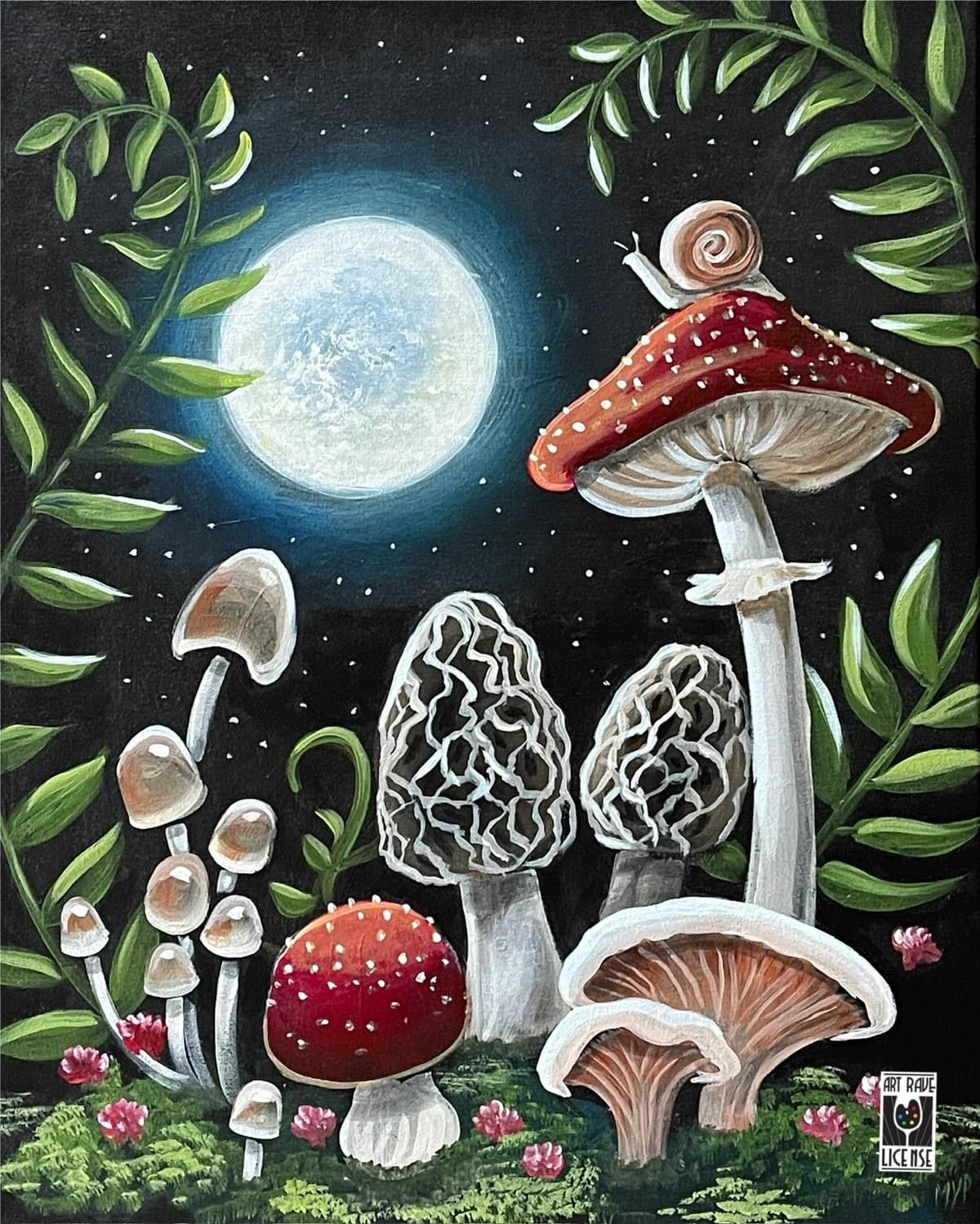 *15 SPOTS LEFT*Paint Midnight Mushroom at Oregon City Wichita 3pm