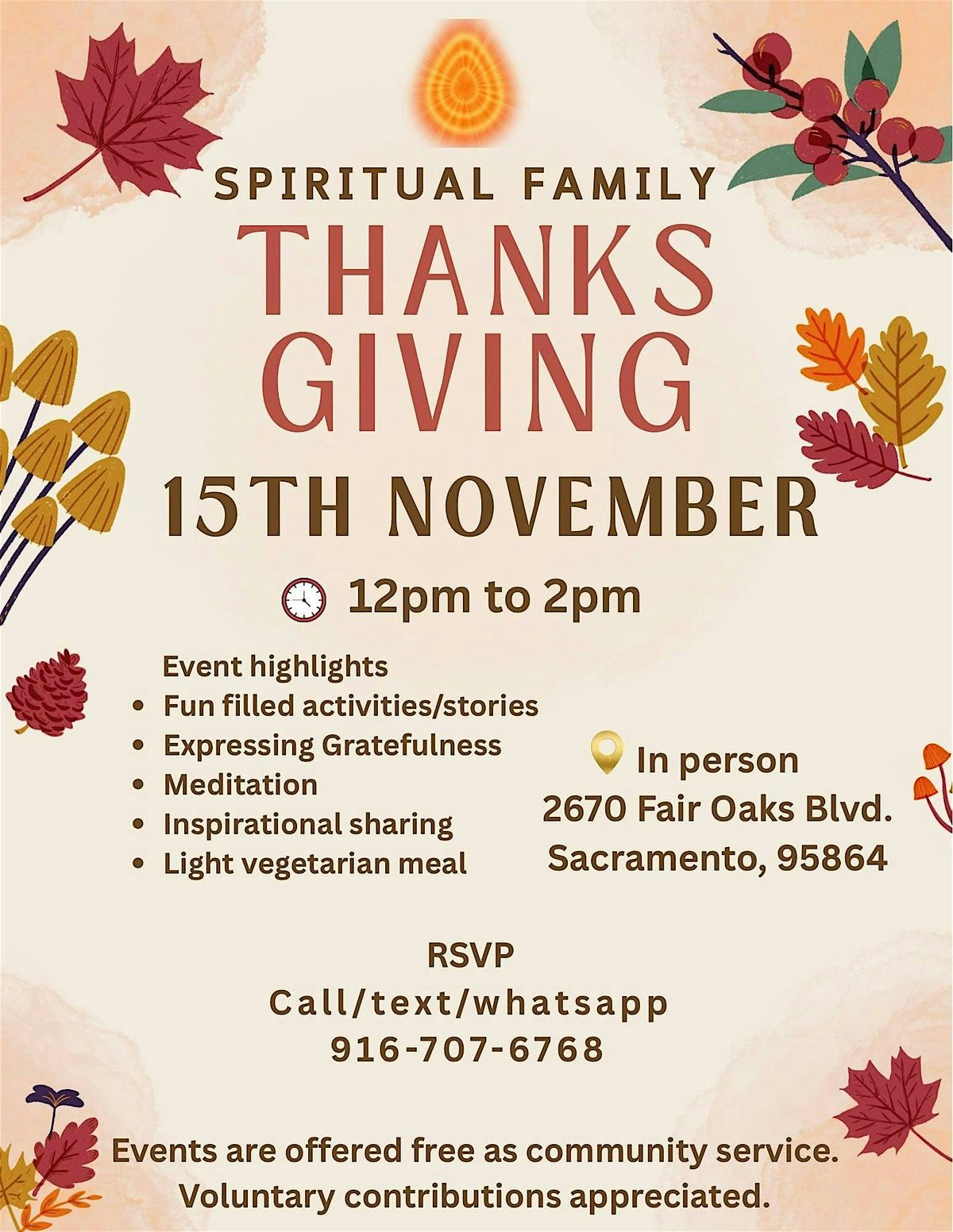 Spiritual Family Thanksgiving celebration