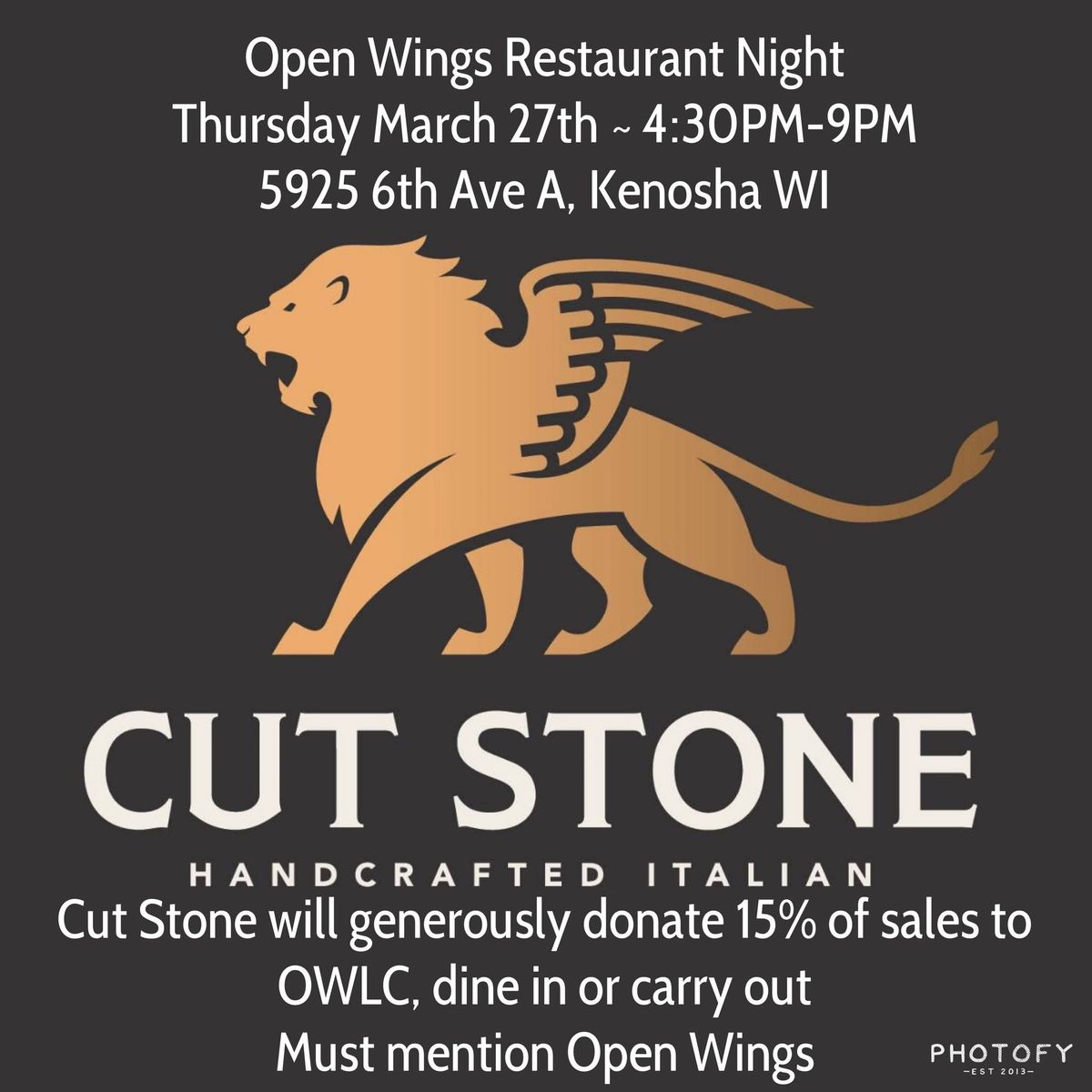 Open Wings\/Cut Stone Restaurant Night