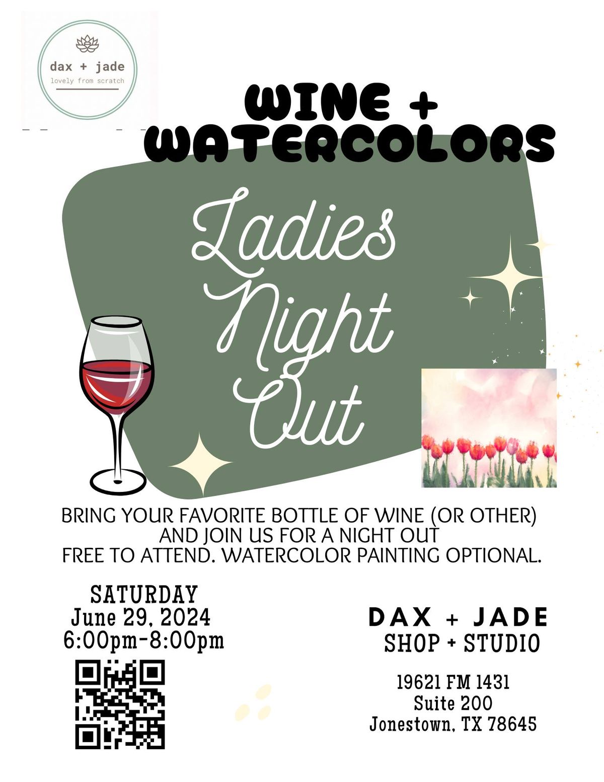 Ladies Night Out- Wine + Watercolors