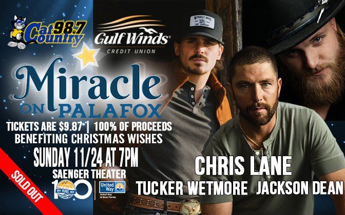 Miracle on Palafox: An Evening with Chris Lane, Jackson Dean, and Tucker Wetmore