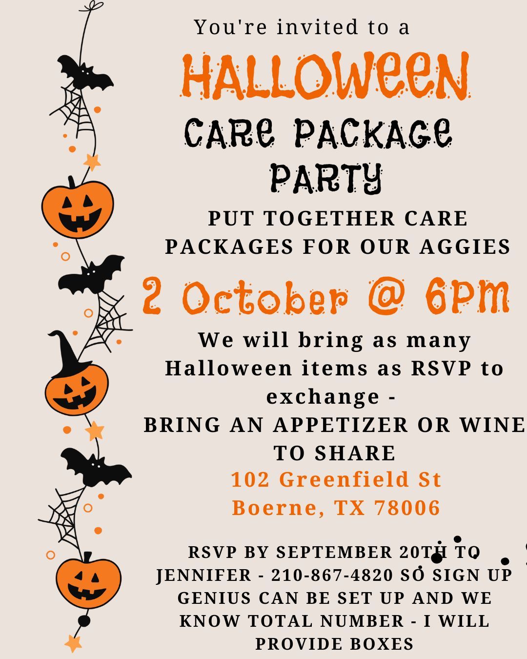 KCAMC Halloween Care Package Party