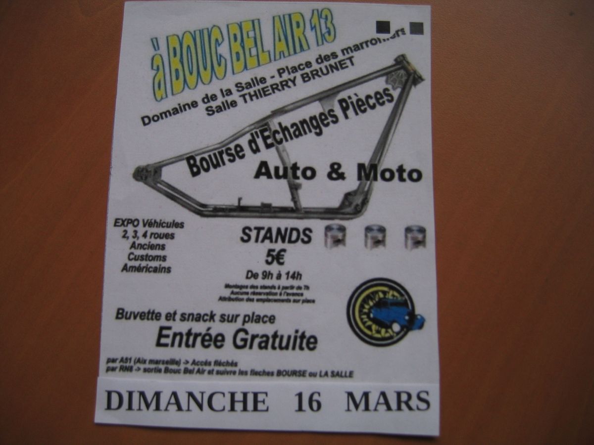 Bourse d'\u00e9change pi\u00e9ces autos motos le Dimanche 16 Mars