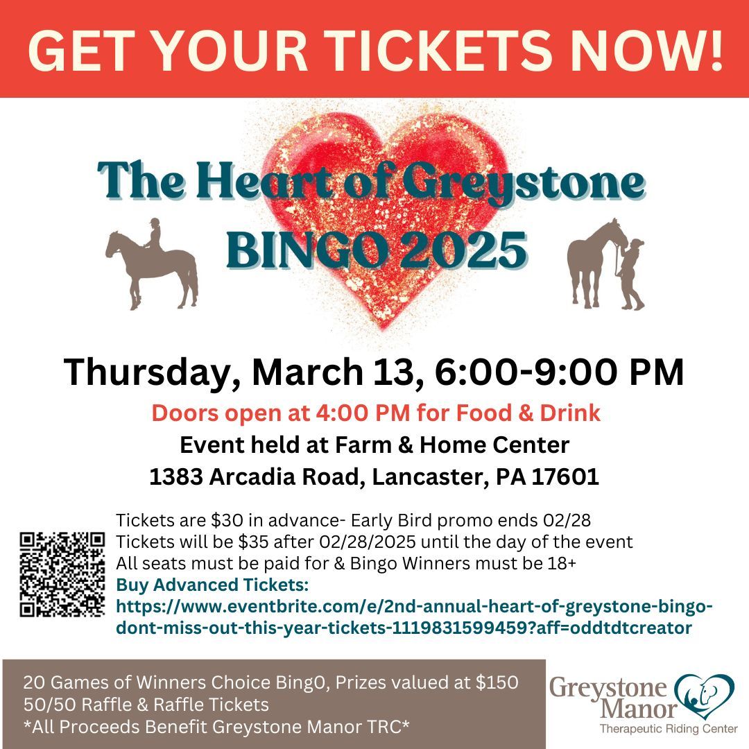 Greystone Manor Therapeutic Riding Fundraising Bingo