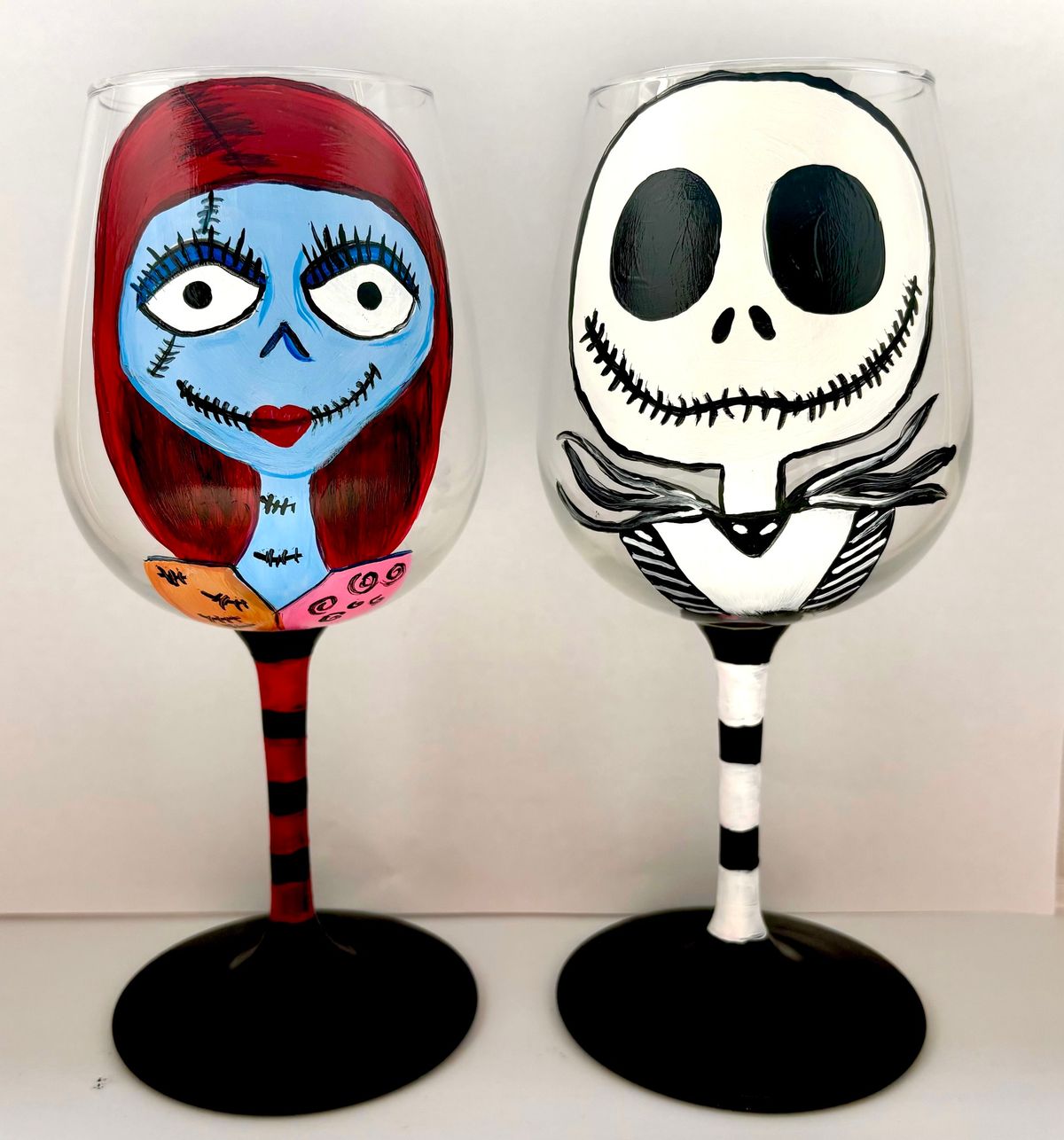 Jack and Sally Wine Glasses