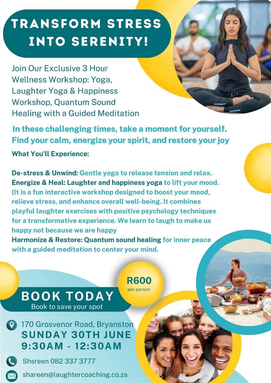 Wellness workshop with yoga, laughter coaching and sound healing 