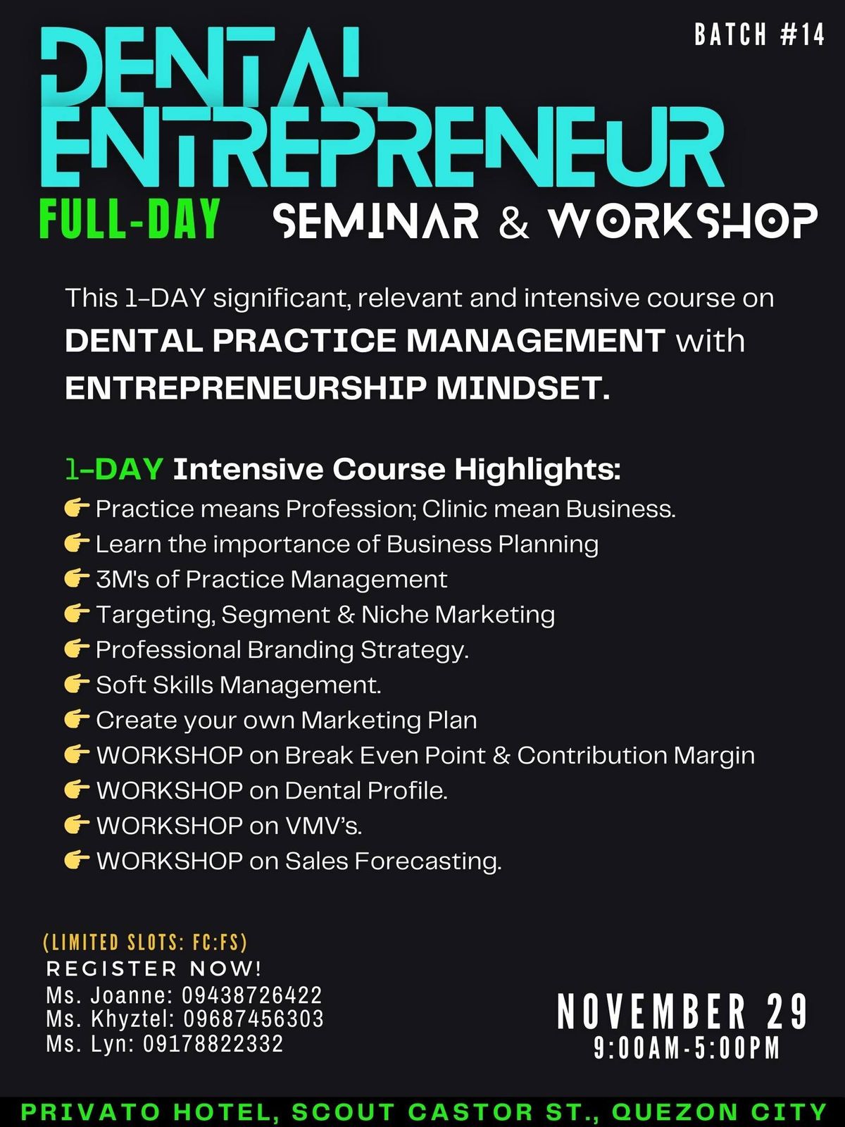 DENTAL ENTREPRENEURSHIP Workshop