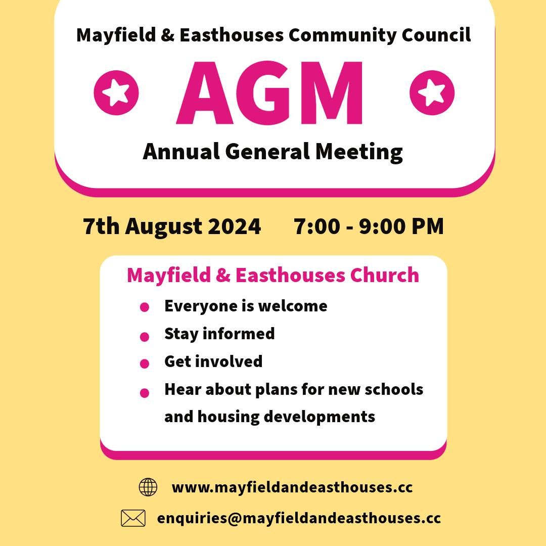 Mayfield and Easthouses Community Council meeting and AGM - August