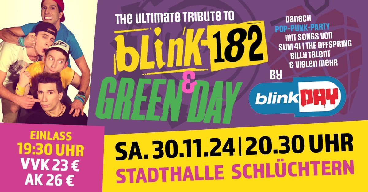 BLINK DAY \u2013 The ultimate tribute to Blink-182 & Green Day | anschlie\u00dfend POP-PUNK-PARTY