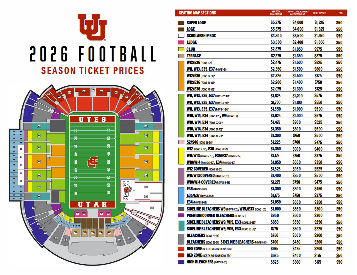 2026 Utah Utes Football Season Tickets at Rice Eccles Stadium