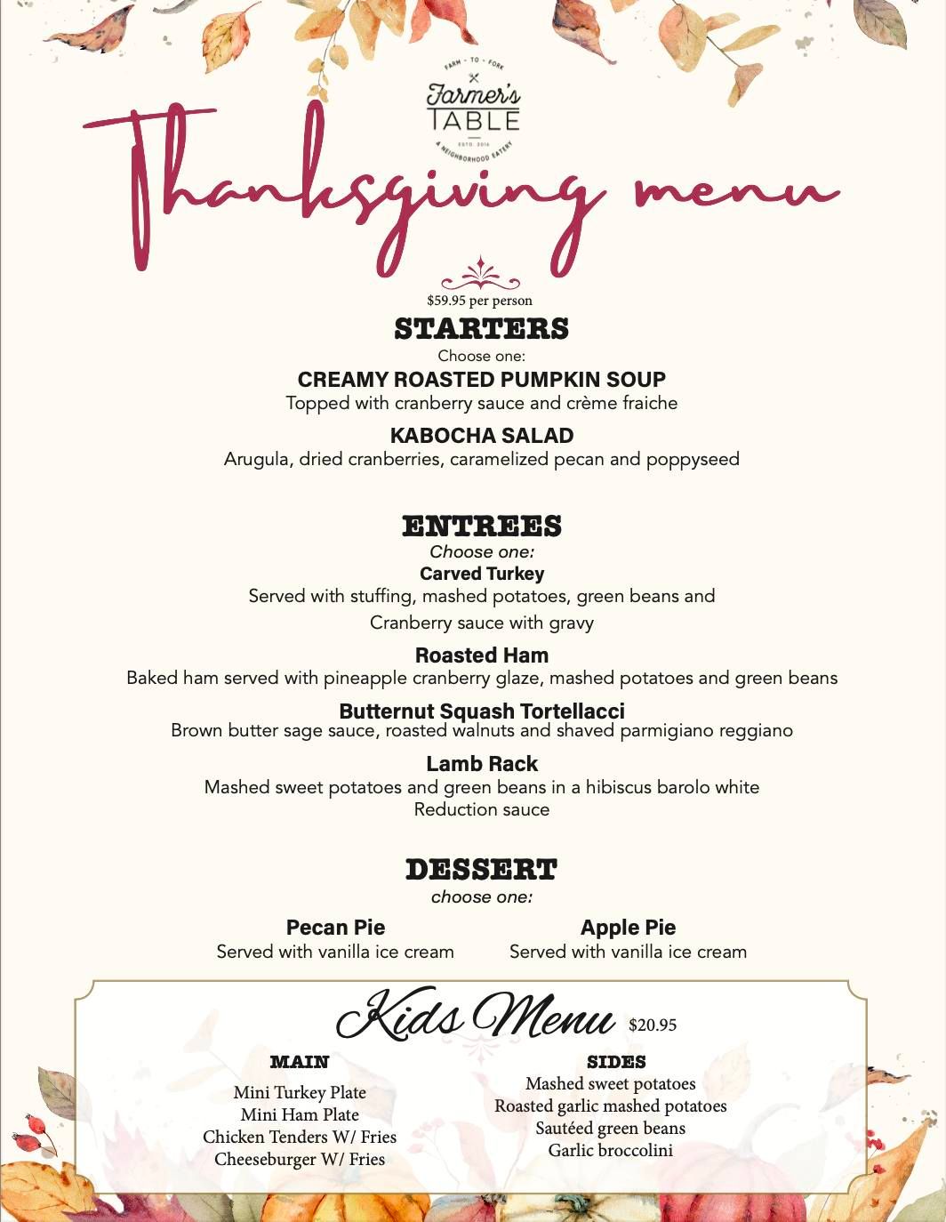 Celebrate Thanksgiving With Farmer's Table La Mesa!