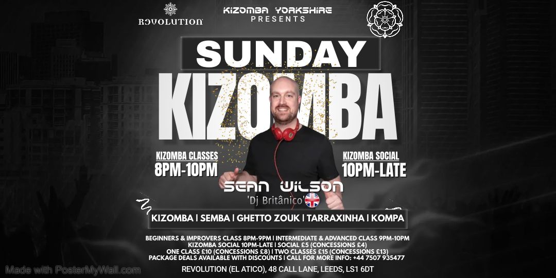 Kizomba Sundays Classes & Social with Sean Wilson at Revolution Leeds