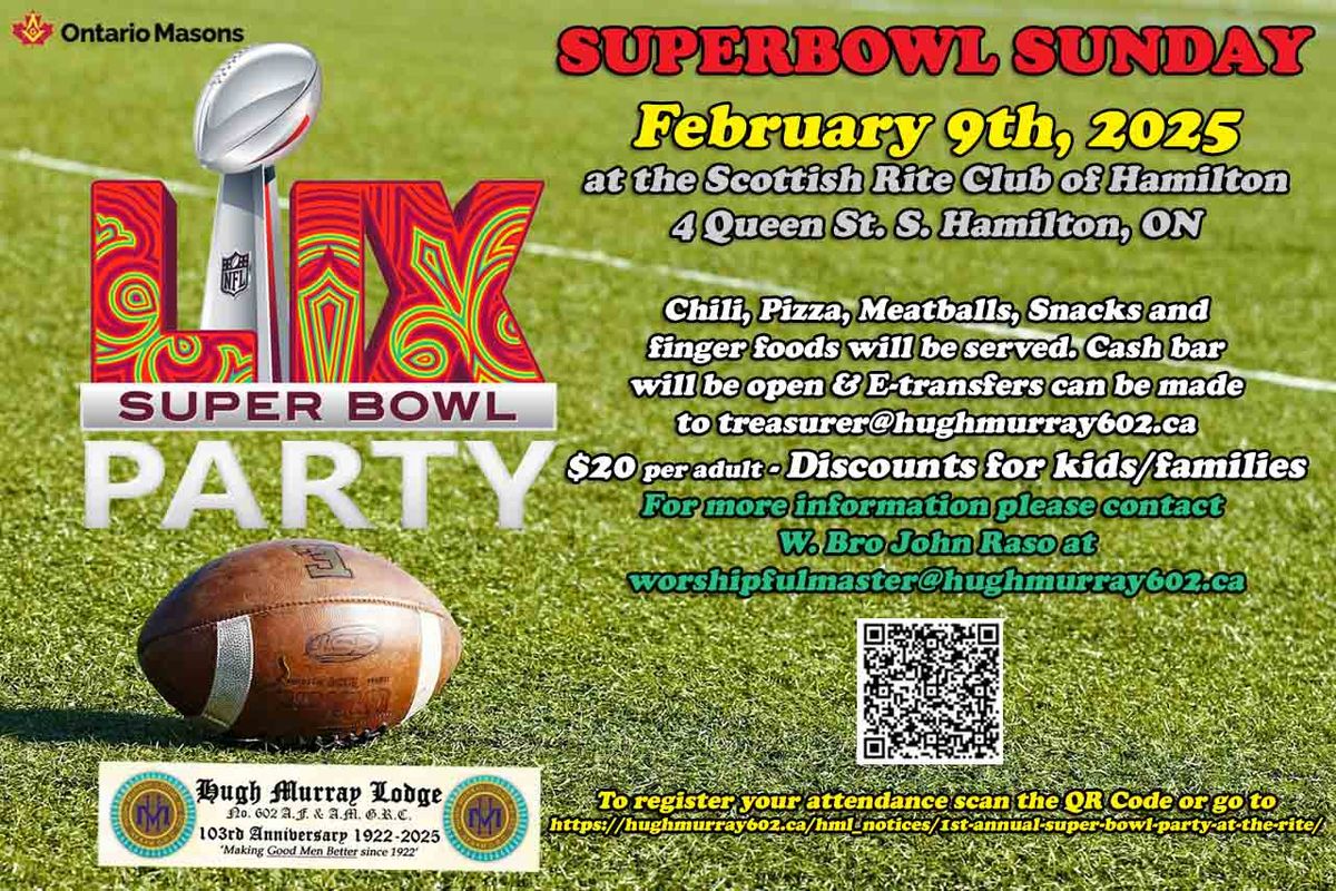 Super Bowl Party at the Scottish Rite Club of Hamilton