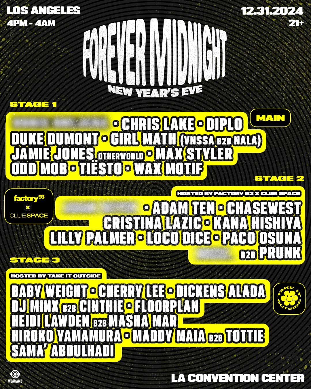 Forever Midnight (21+) with Boris Brejcha, Diplo, Adam Beyer, and more!