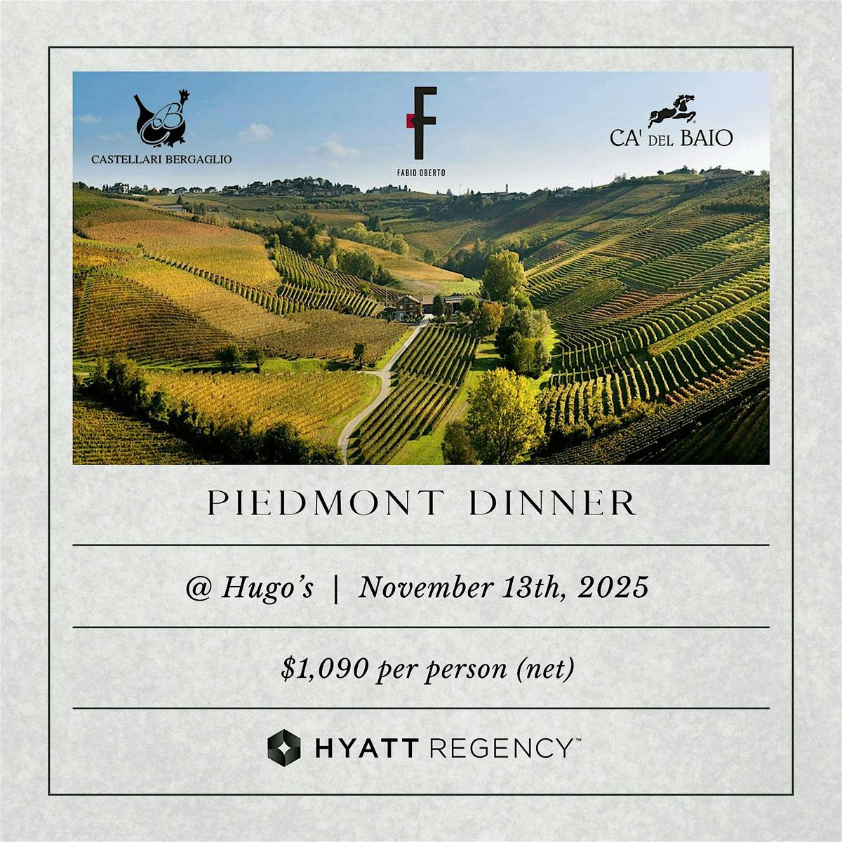 Piedmont Wine Dinner @Hugo's - Hyatt Regency TST