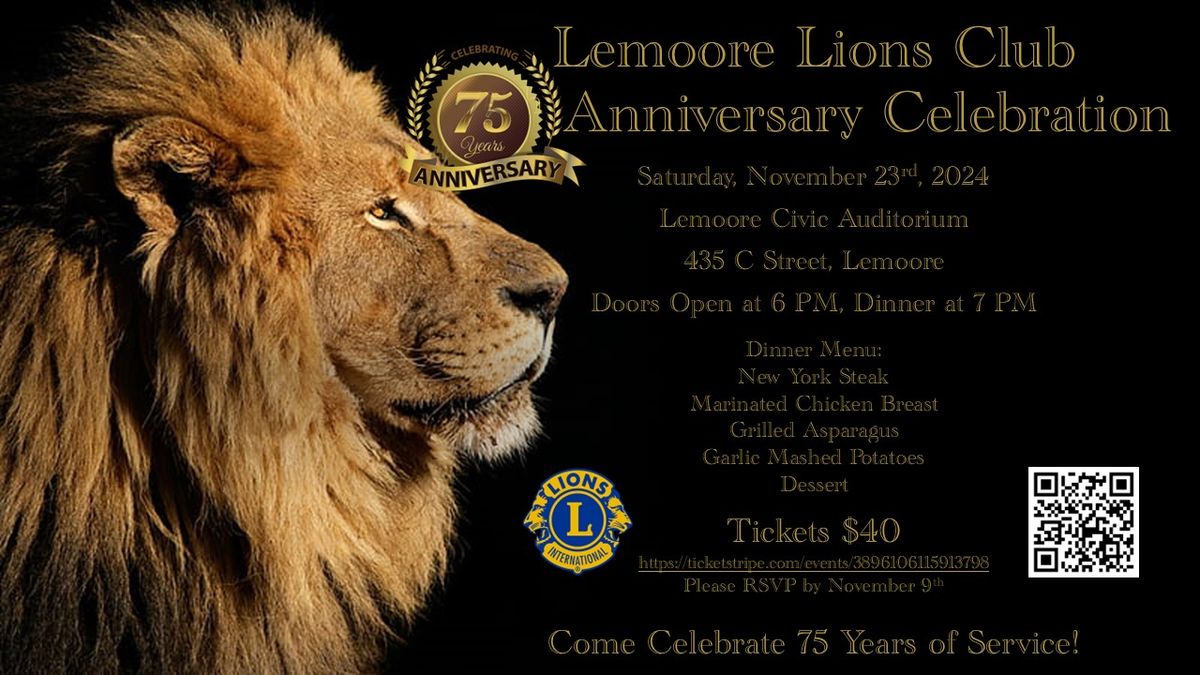 Lemoore Lions Club 75th Anniversary Dinner