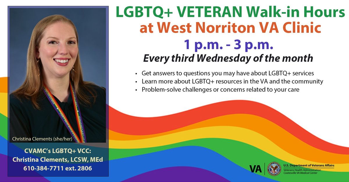 LGBTQ+ VETERAN Walk-In Hours at West Norriton VA Clinic 
