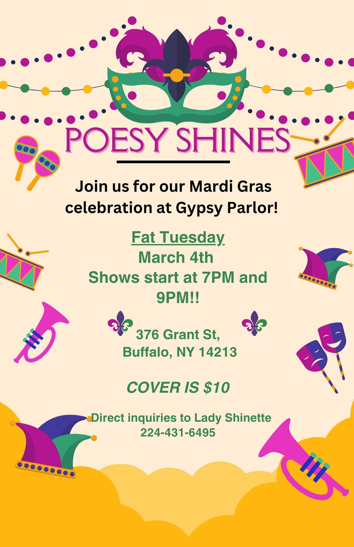 Mardi Gras with Poesy Shines at Gypsy