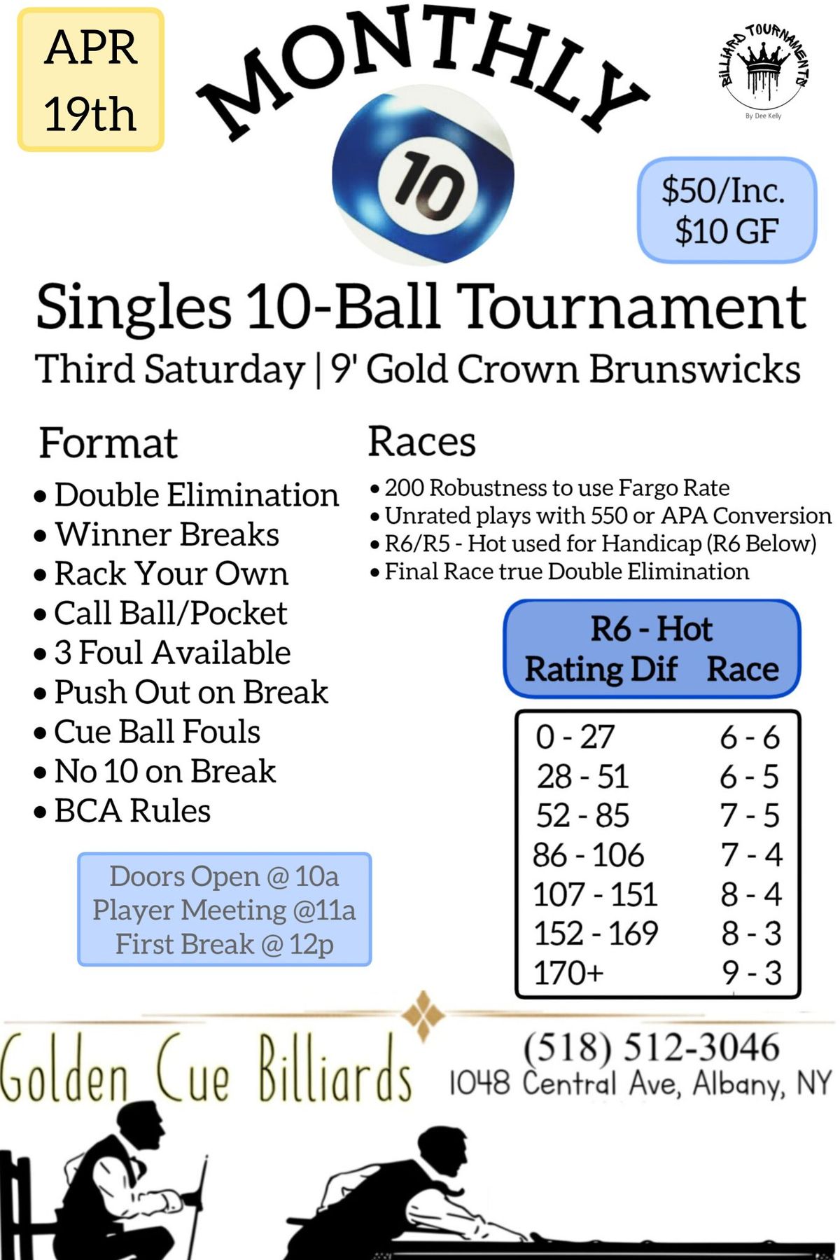 Golden Cue Monthly 10-Ball Singles Tournament