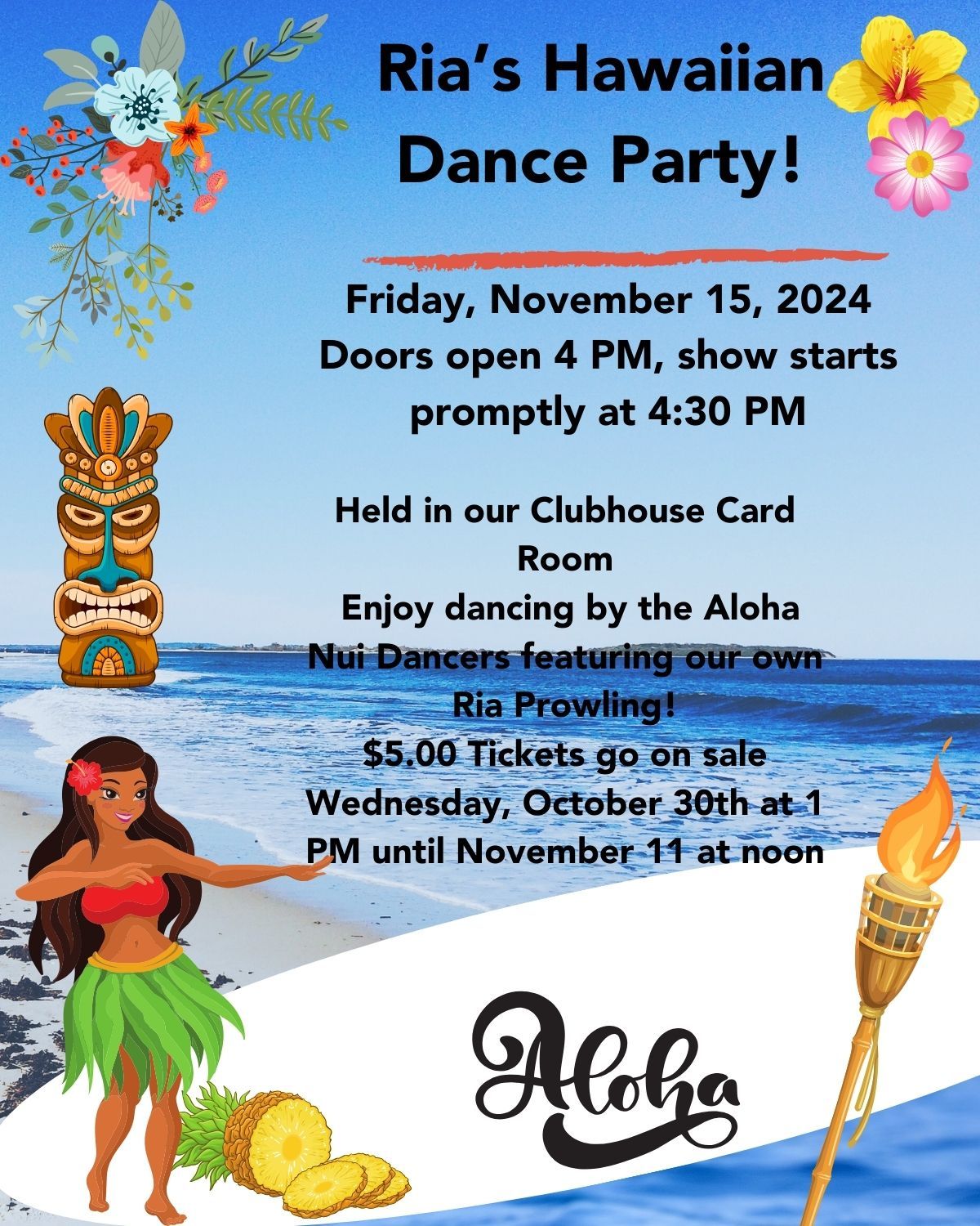 Ria's Hawaiian Dance Party at Camelot lakes Village!