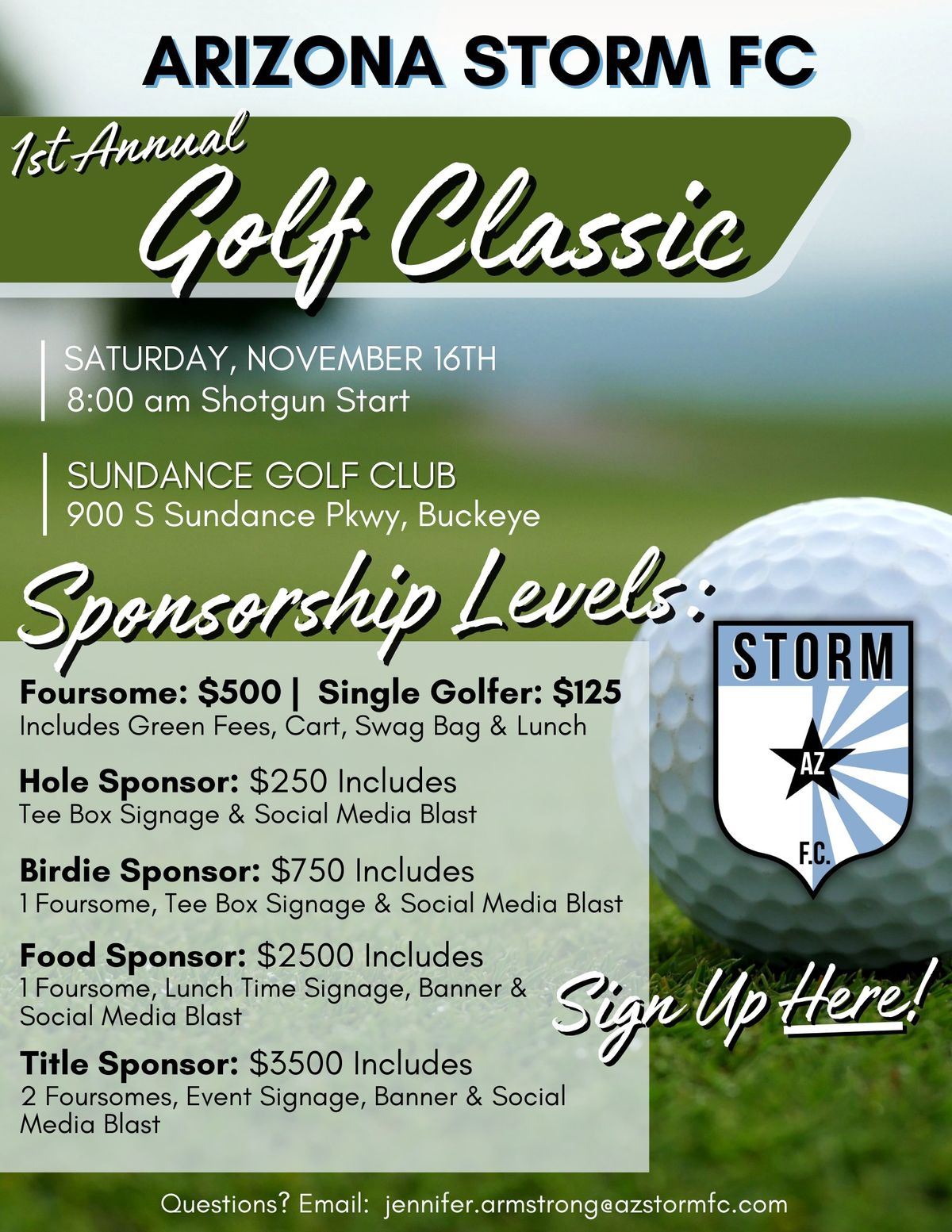 Arizona Storm FC 1st Annual Golf Classic