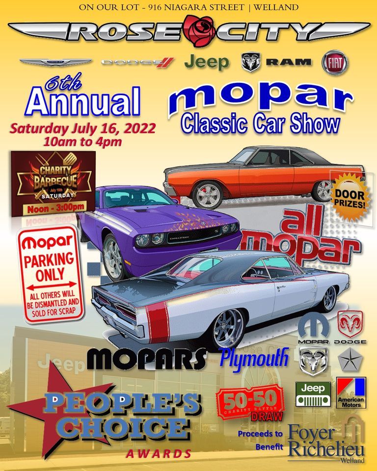 6th Annual Mopar Classic Car Show, 916 Niagara St N, Welland, ON L3C