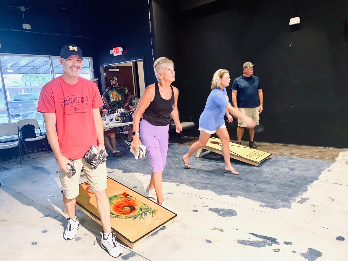 Sunday morning Cornhole at the Shell Factory in North Fort Myers 