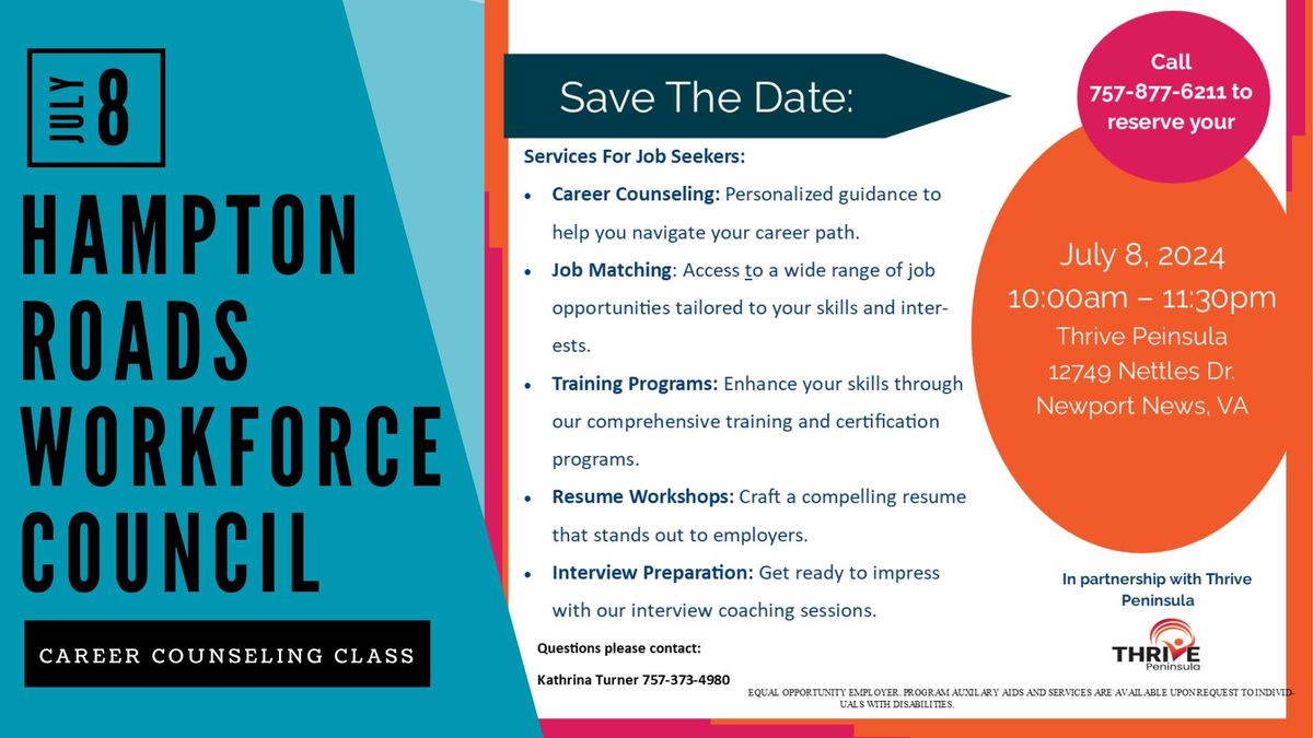 Hampton Roads Workforce Council Career Counseling Workshop