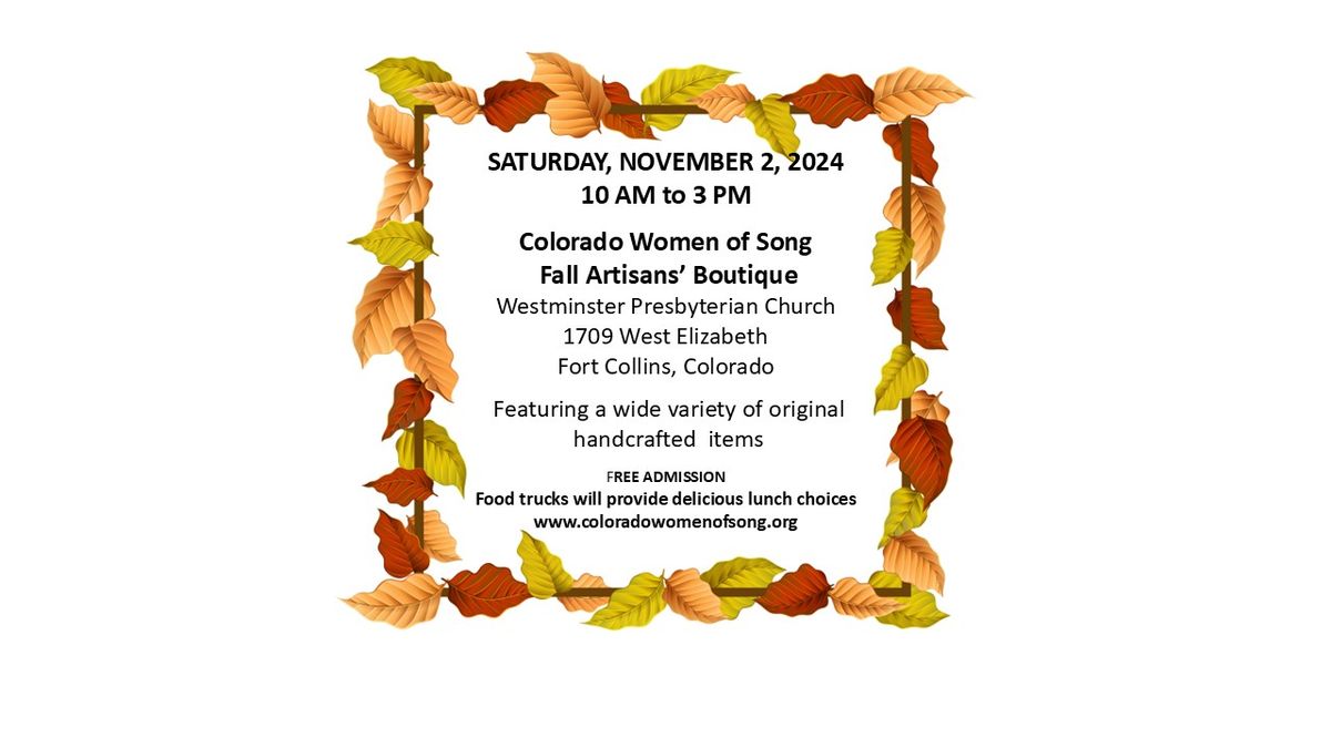 Colorado Women of Song Fall Artisans' Boutique