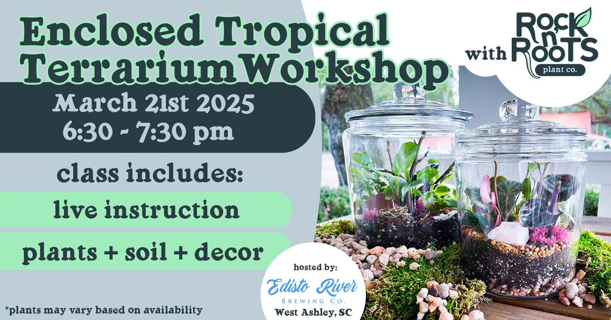 Enclosed Tropical Terrarium Workshop at Edisto River Brewing (West Ashley, SC)