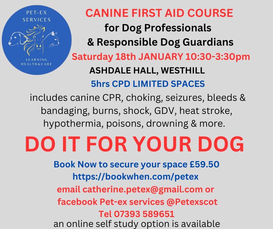 Westhill Aberdeen 18.01.25 Canine First Aid Course