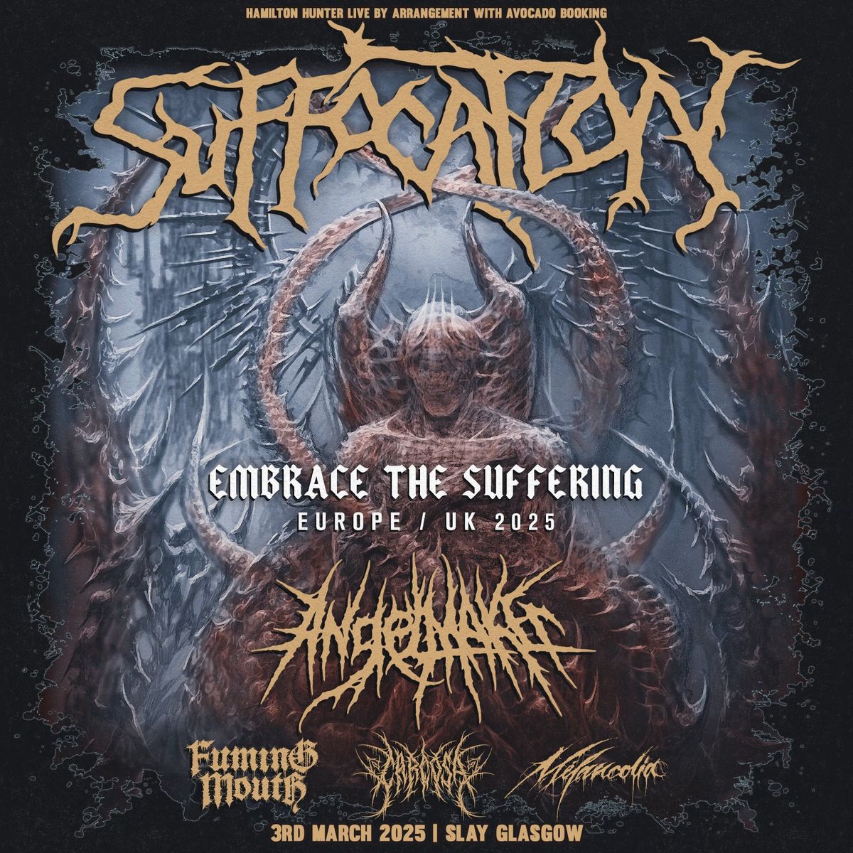 Suffocation + AngelMaker + Fuming Mouth + Carcosa + M\u00e9lancolia - 3rd March 2025 - Slay Glasgow