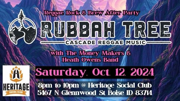 Reggae Rock & Brew FREE After Party Heritage Social: (Rubbah Tree w\/ Heath Owens & The Money Makers)