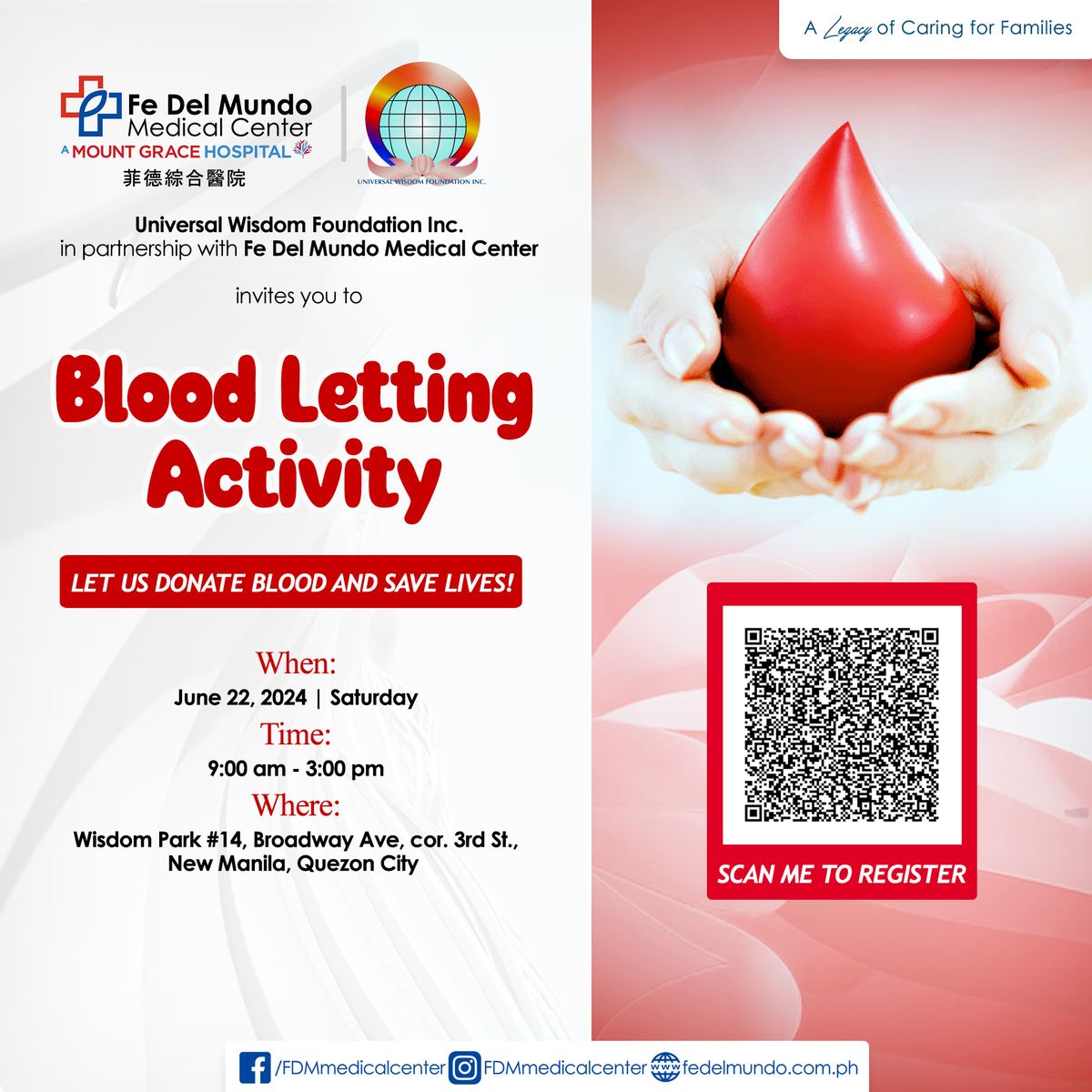 Bloodletting Activity on June 22, 2024 @ Wisdom Park, New Manila, Quezon City