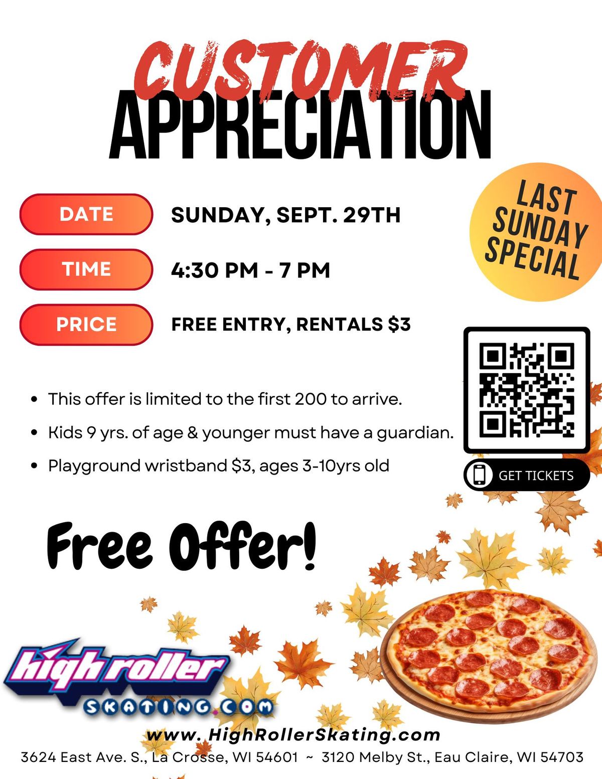 Customer Appreciation Night - Free Roller Skating Offer