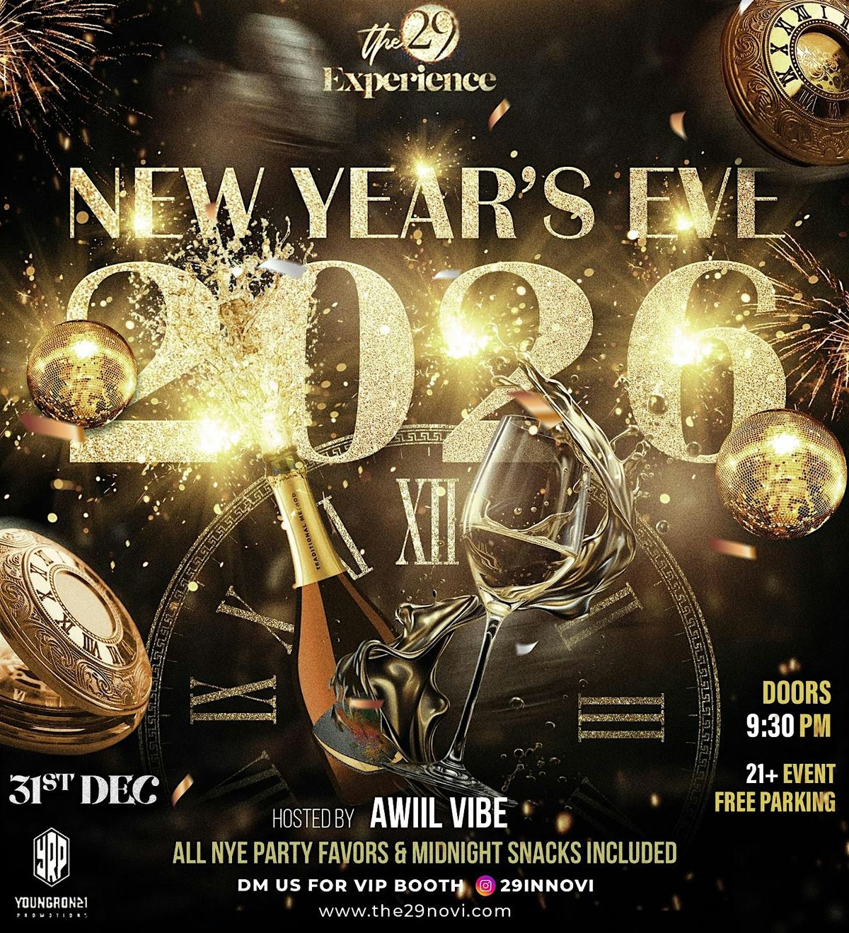 NEW YEARS EVE 2026 @ 29 in NOVI