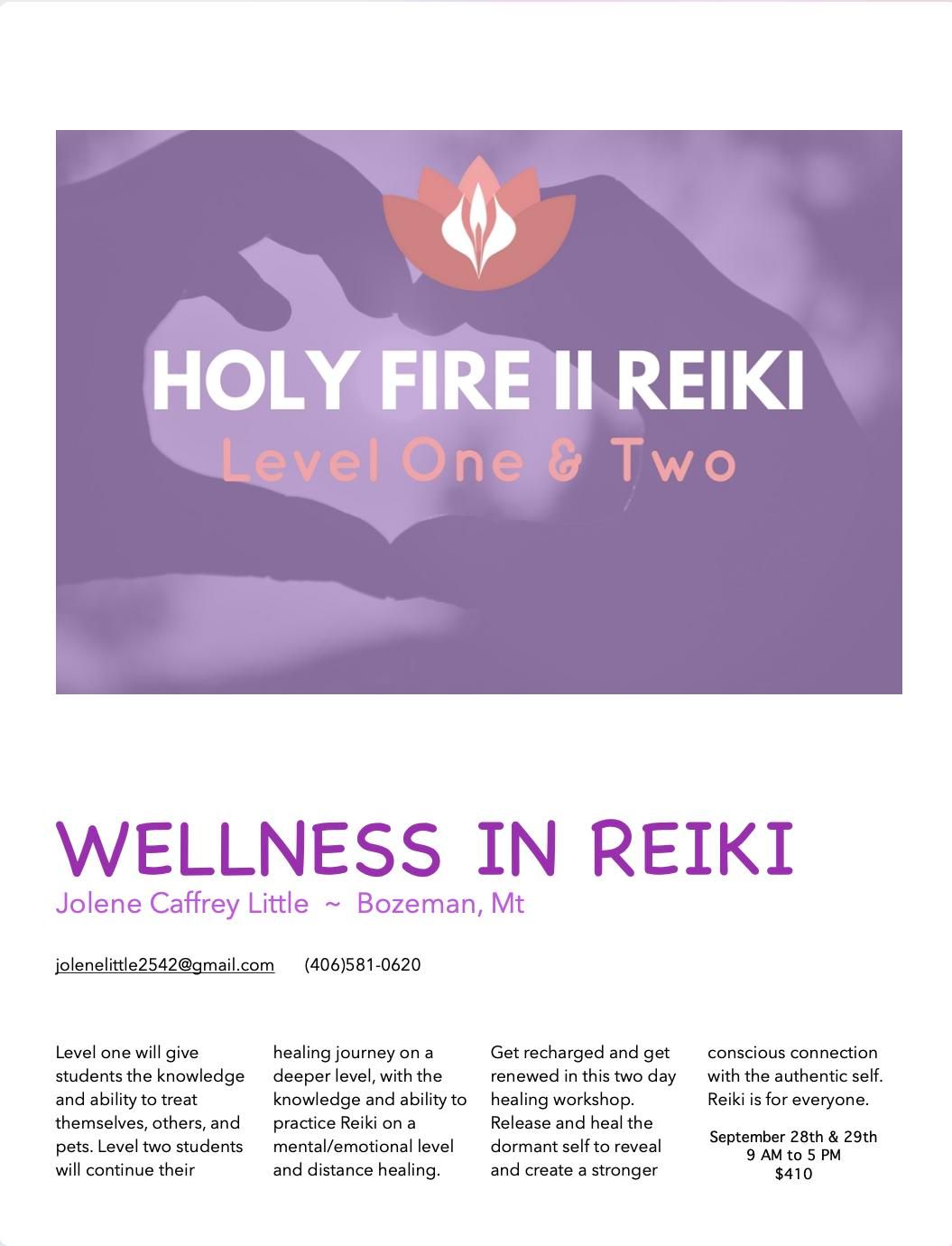 Holy Fire Reiki Class 