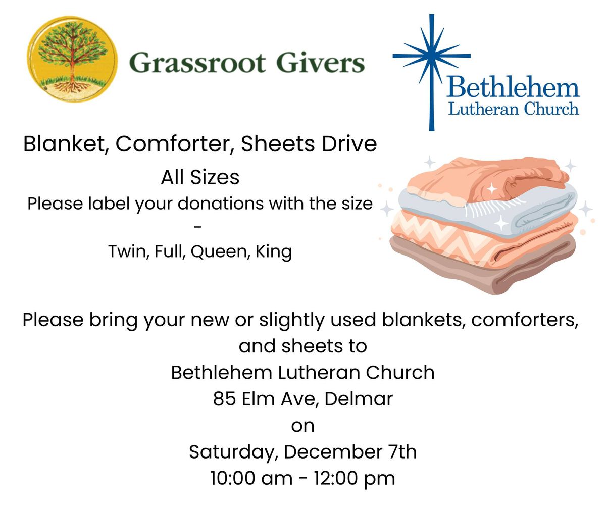 Blanket, Comforter, Sheets Donation Drive